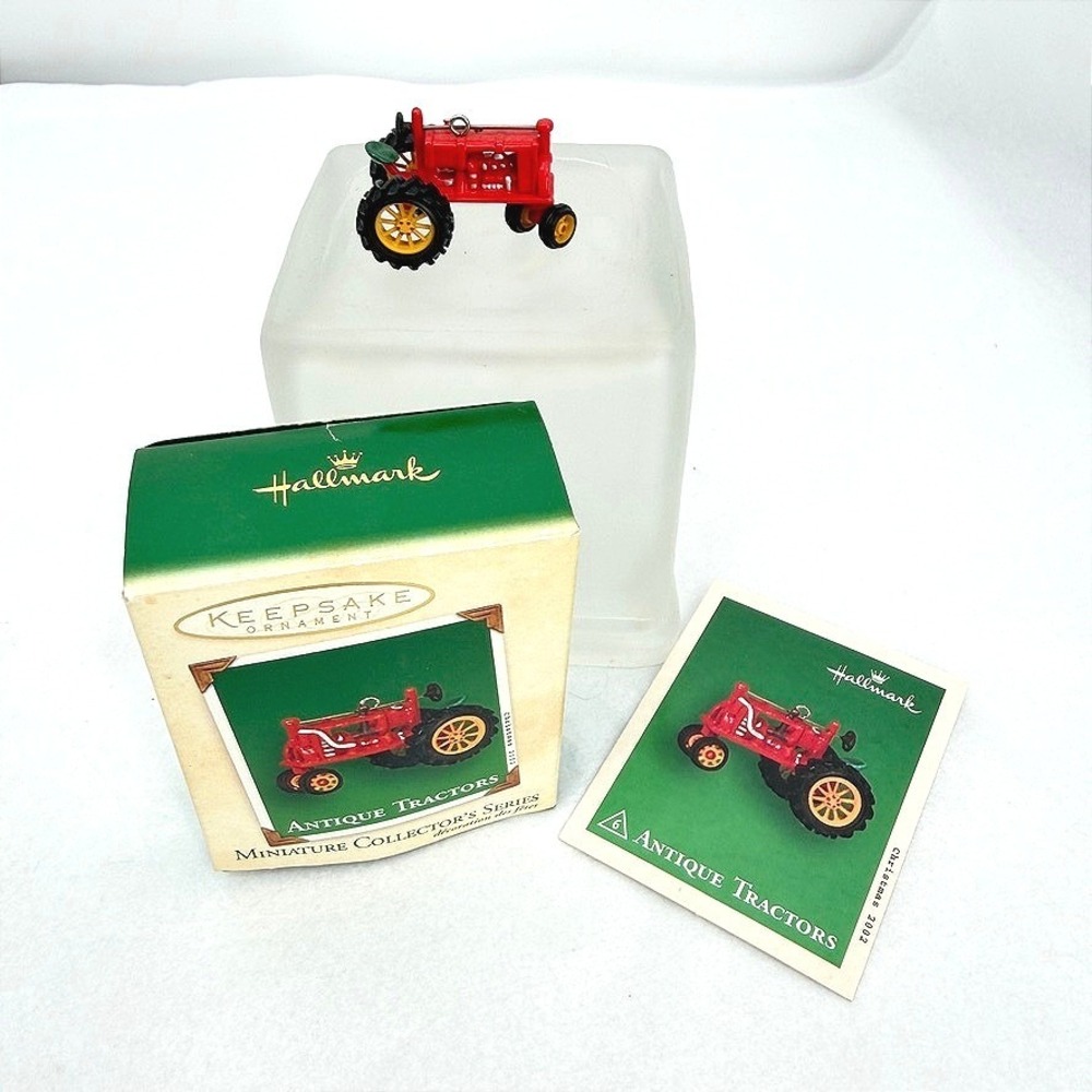 Hallmark Antique Tractor Miniature Ornament Red Die-Cast Farm 2002